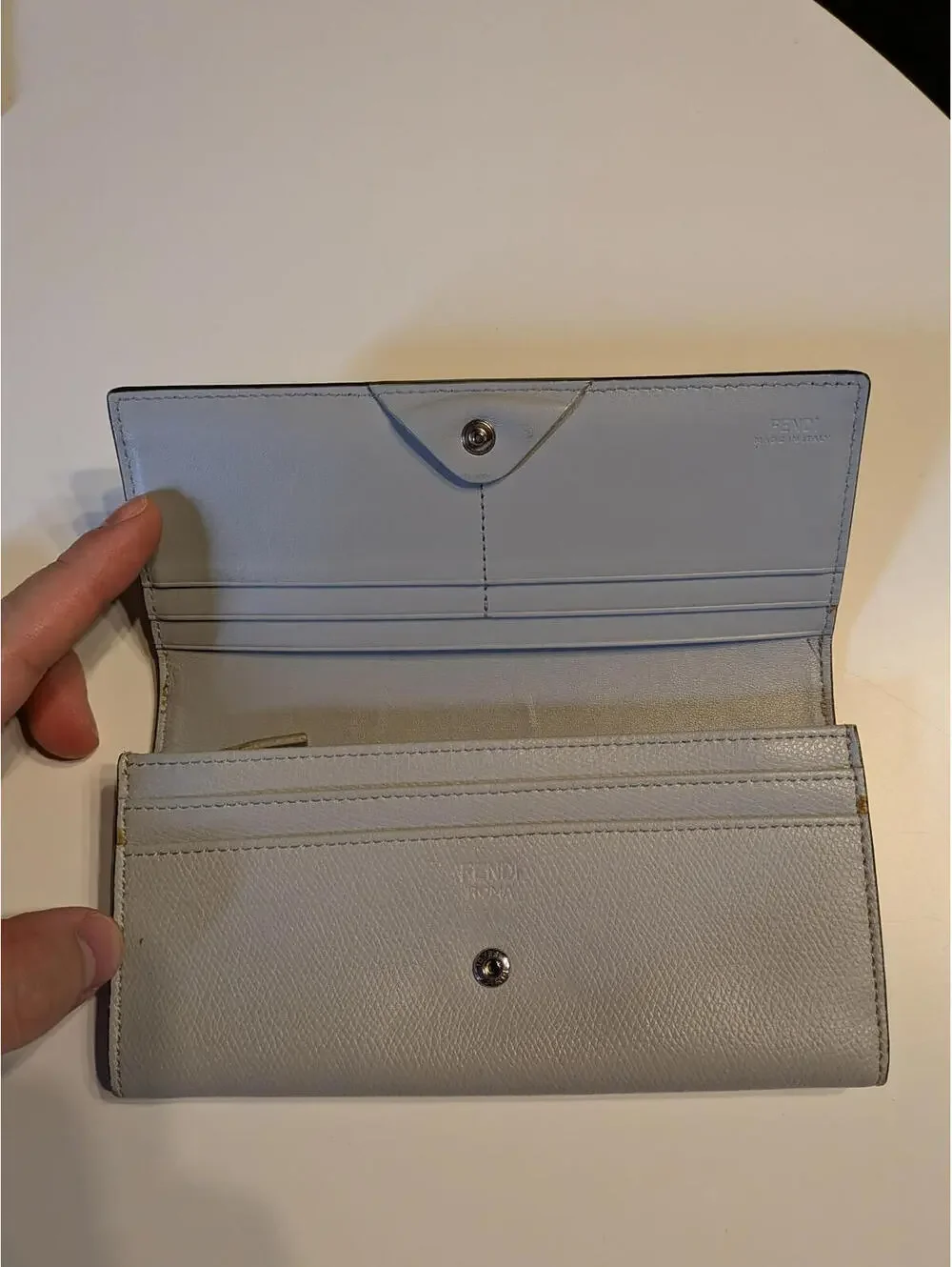 Fendi Monster Bugs Eye Wallet Bifold Continental Pink Blue Leather Vitello Zip